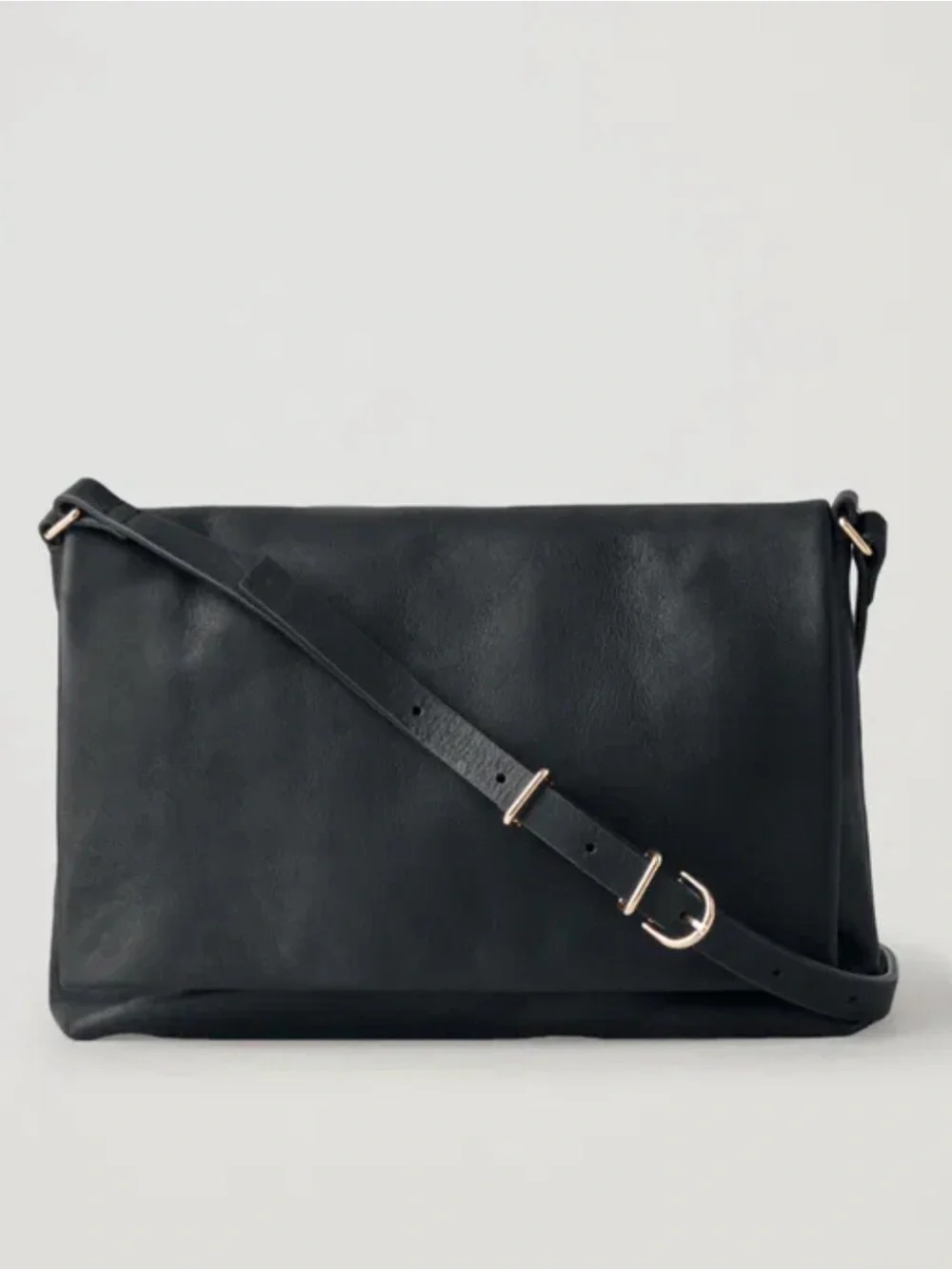 COS Black Supple Leather Minimalist Crossbody / Shoulder Bag